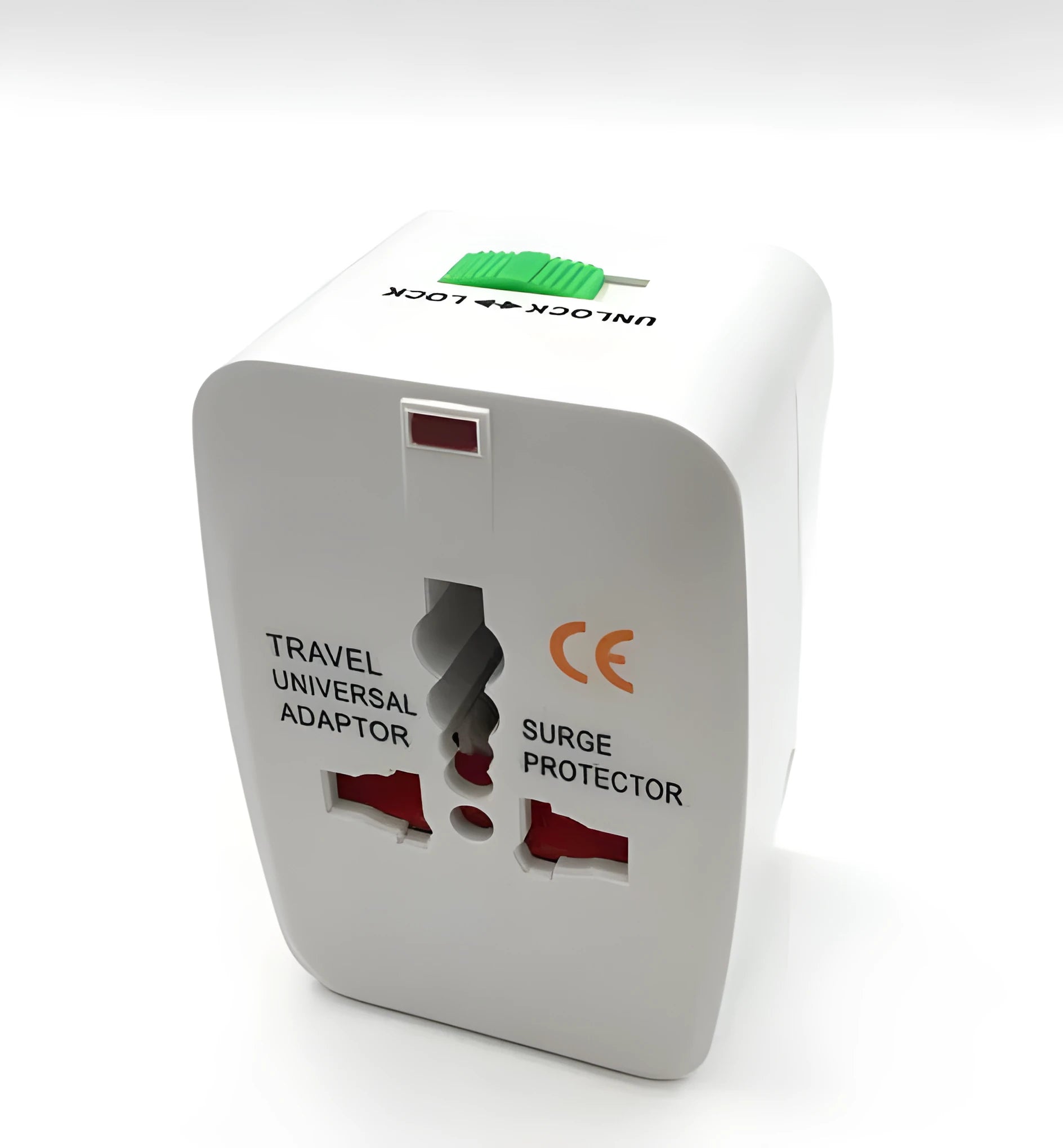 Universal travel socket adapter plug with compact dimensions for worldwide device charging