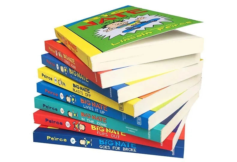 Big Nate 8-book box set with colourful covers showing the main character Nate Wright