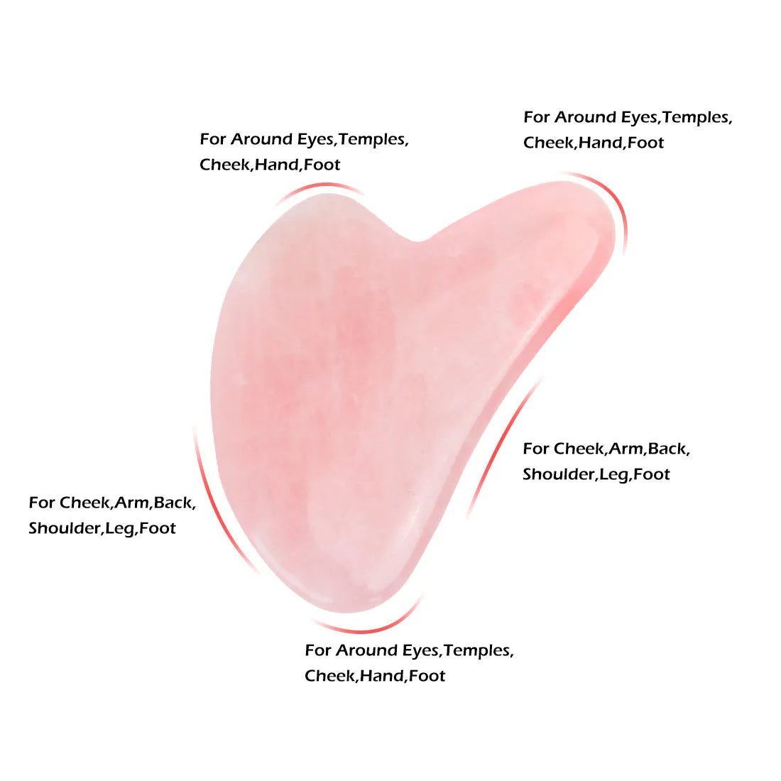 Natural jade gua sha scraper in heart shape on a light surface, 6.3cm x 4.5cm, hand-polished stone