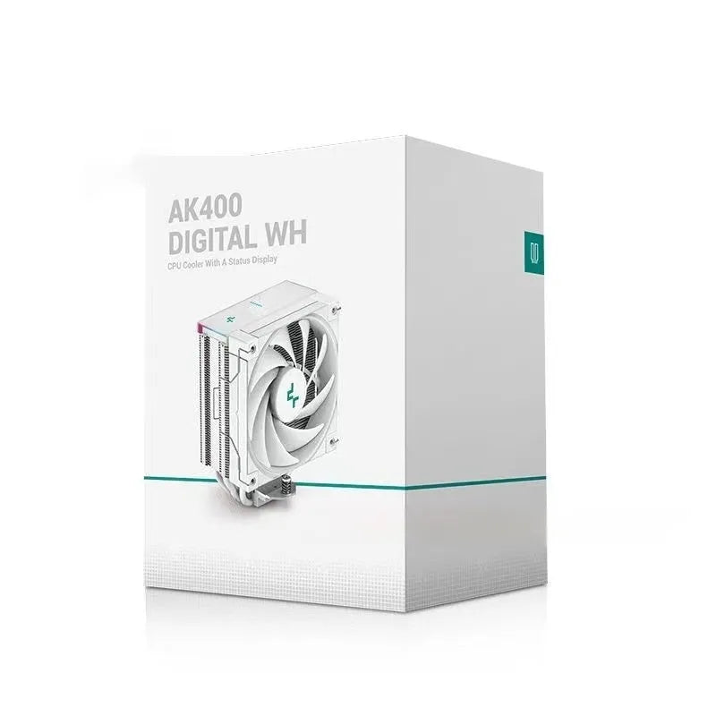 DeepCool twin tower CPU air cooler with digital display in black or white colour options