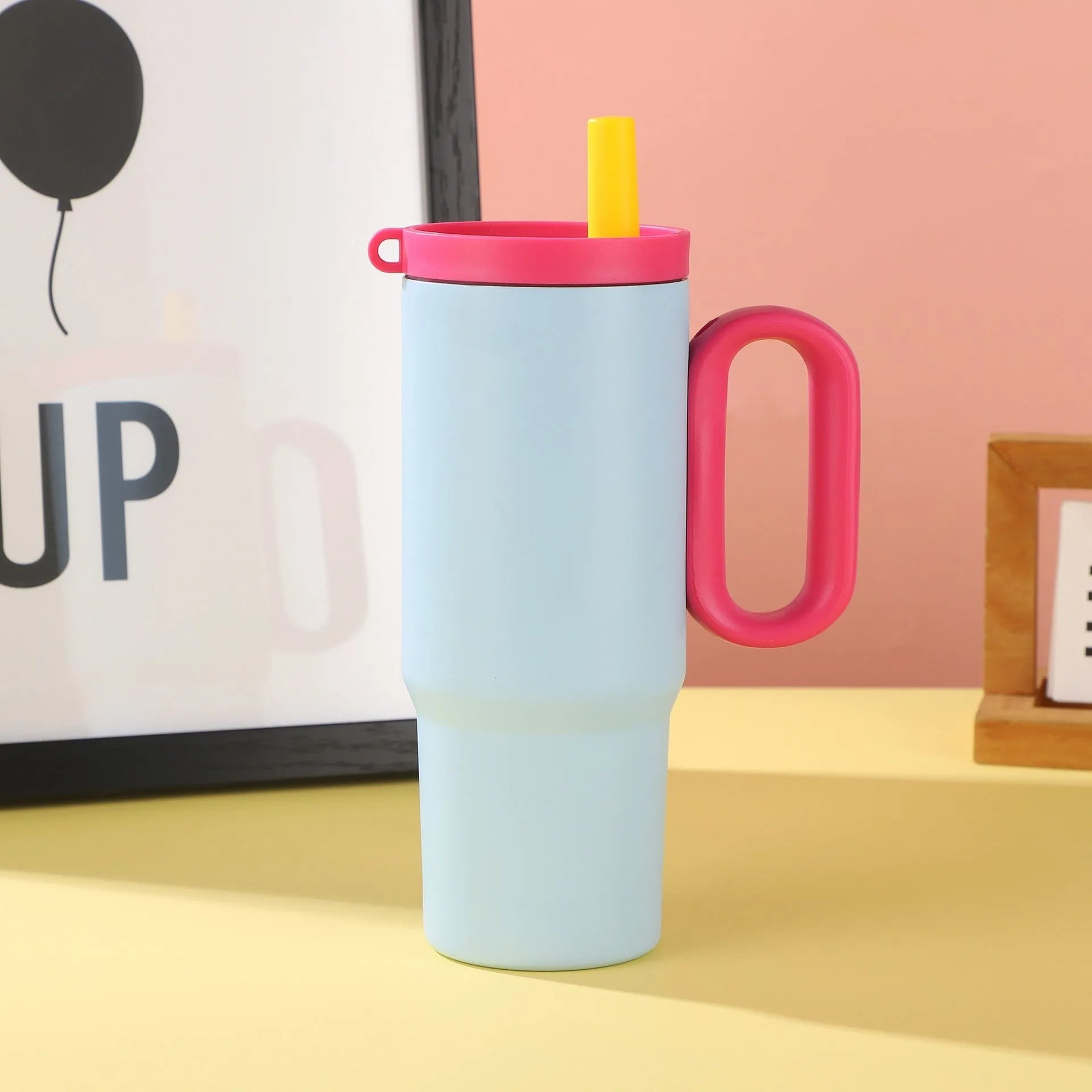 7 litre portable ice bucket cup with handle and straw in five colour options