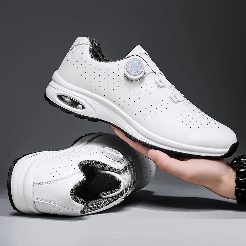 Low top casual shoes with mesh upper, cross shoulder straps and round toe in black or white colours