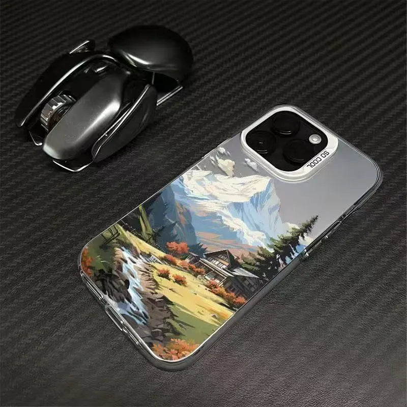Hard PC phone case with laser stereo pattern for iPhone 15 Pro Max in black