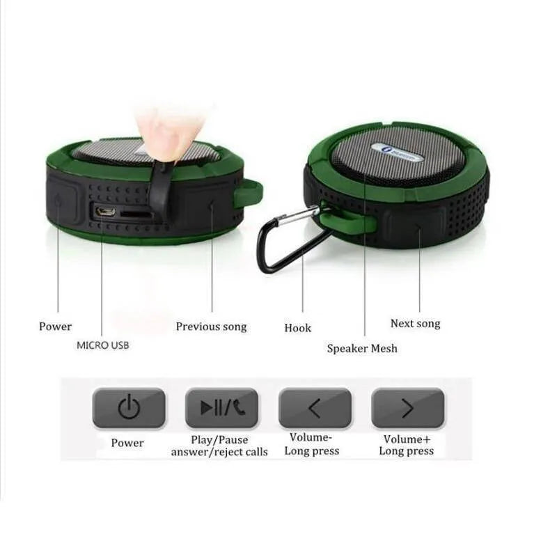 Waterproof Bluetooth speaker in Army Green with compact rectangular shape