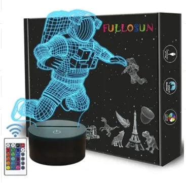 Astronaut 3D small LED night light with USB plug and touch or remote control options for bedside use