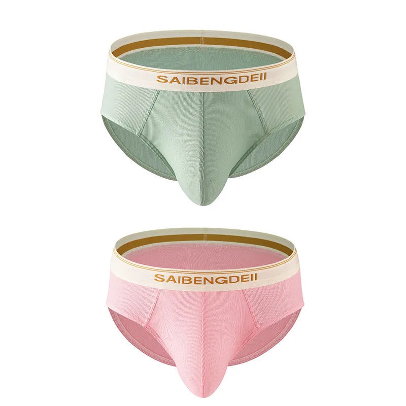 Men's thin breathable U convex briefs in solid colour, knitted polyester fabric, mid waist