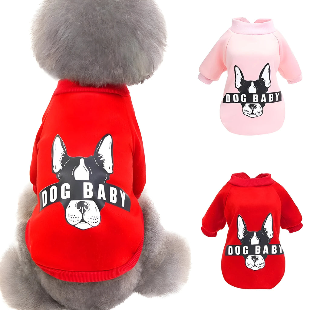 Pink cotton cartoon dog sweater for small to large dogs, size S-XXL