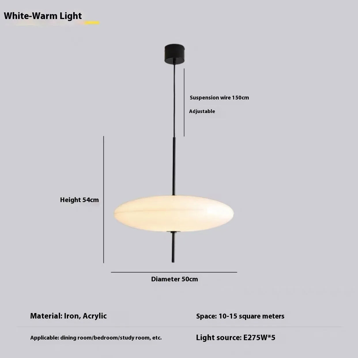 Nordic modern art retro designer UFO chandelier light in all white or black and white finish