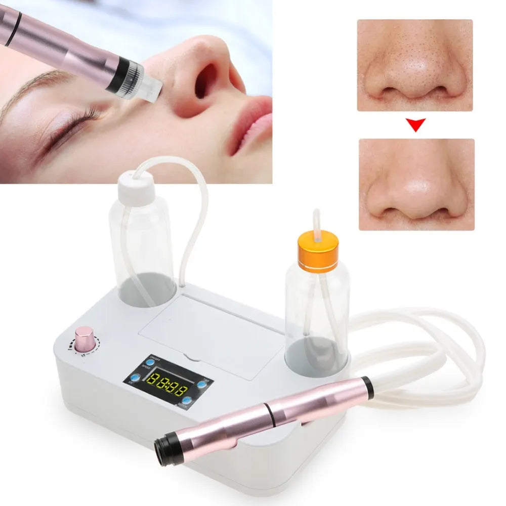 Portable oxygen spray hydro jet machine for blackhead removal and skin rejuvenation, 26cm size, with bottles and crystal heads.