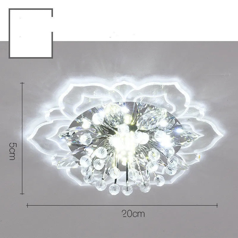 Modern crystal and acrylic ceiling lamp with flower-shaped design and LED light source for residential lighting