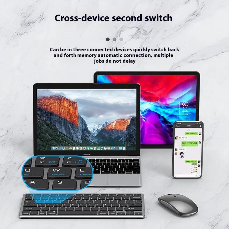 Ultra-thin wireless keyboard and mouse suit in Black, Gun Colour, or Silver with receiver and protective cover