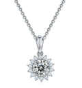 925 silver three-piece jewellery set with moissanite pendant necklace, stud earrings, and bracelet on display