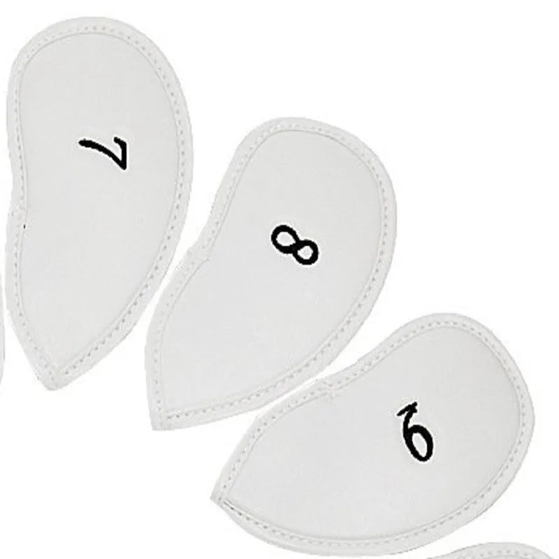 Set of 12 embroidered PU leather golf club head covers in assorted colours for iron protection