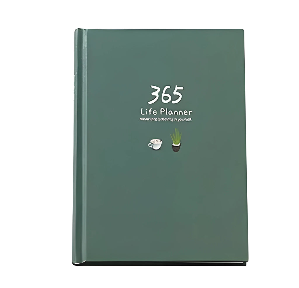 Schedule This Hardback Colour Set Inside Notebook with 228 pages, 100gsm paper, original designer illustration, dark green cover