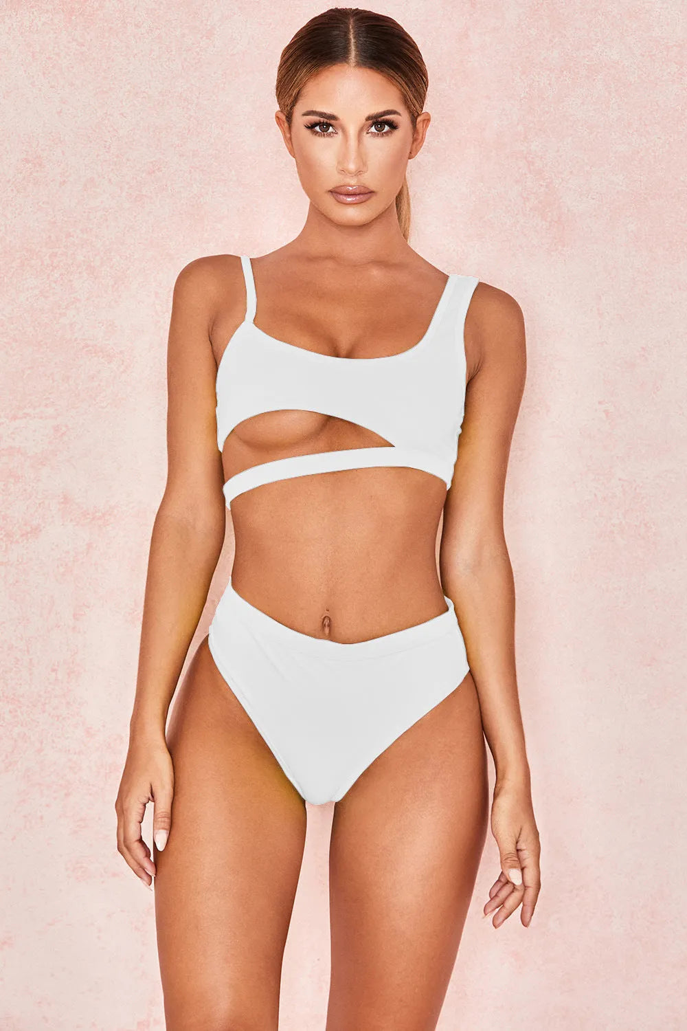 Women's solid colour one-piece swimsuit with chest pad in black, front view