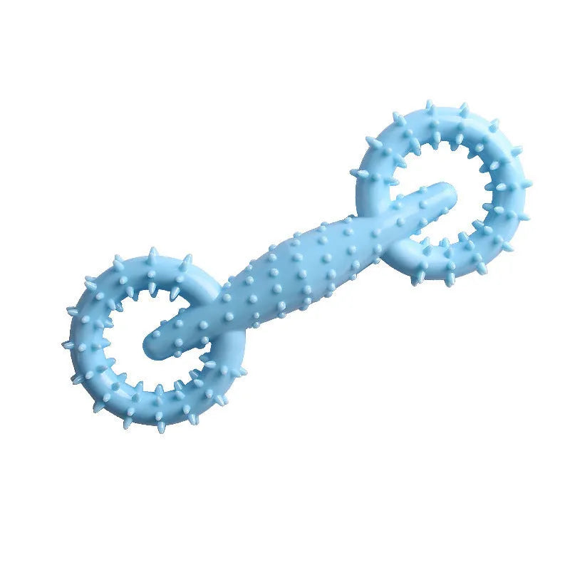Blue TPR dog chew ring toy measuring 16cm diameter for teething puppies