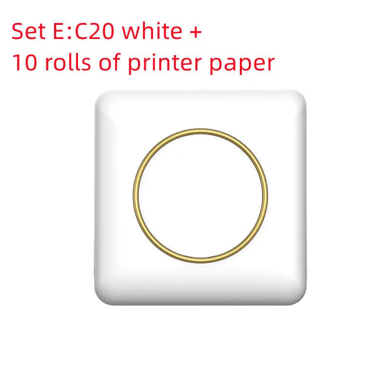 Mini C20 White thermal printer with Bluetooth and USB port, 80x80x35mm