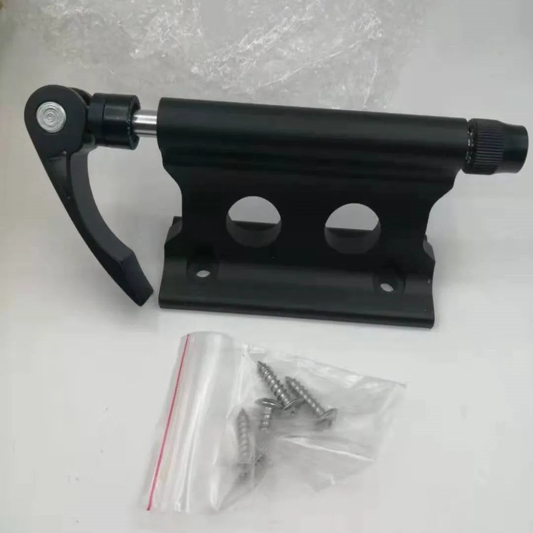 Silver metal bicycle front fork quick release fixing clamp for accessory mounting