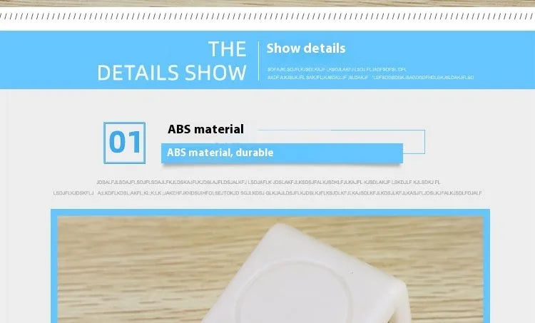 White ABS plastic corner drawer child safety lock with adhesive tape, pack of 5