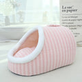 Thickened three-dimensional macaron cat nest in pink, blue, green, and yellow colours for autumn winter