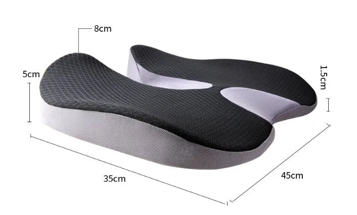 Curved bevel edge seat cushion for tailbone support in solid colour options