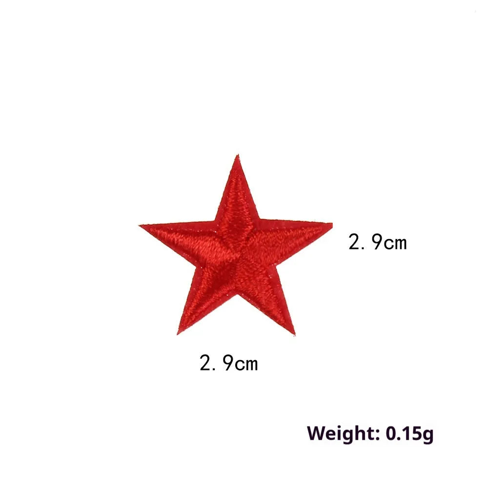 Colourful five-pointed star cloth embroidery labels for DIY clothing decoration.