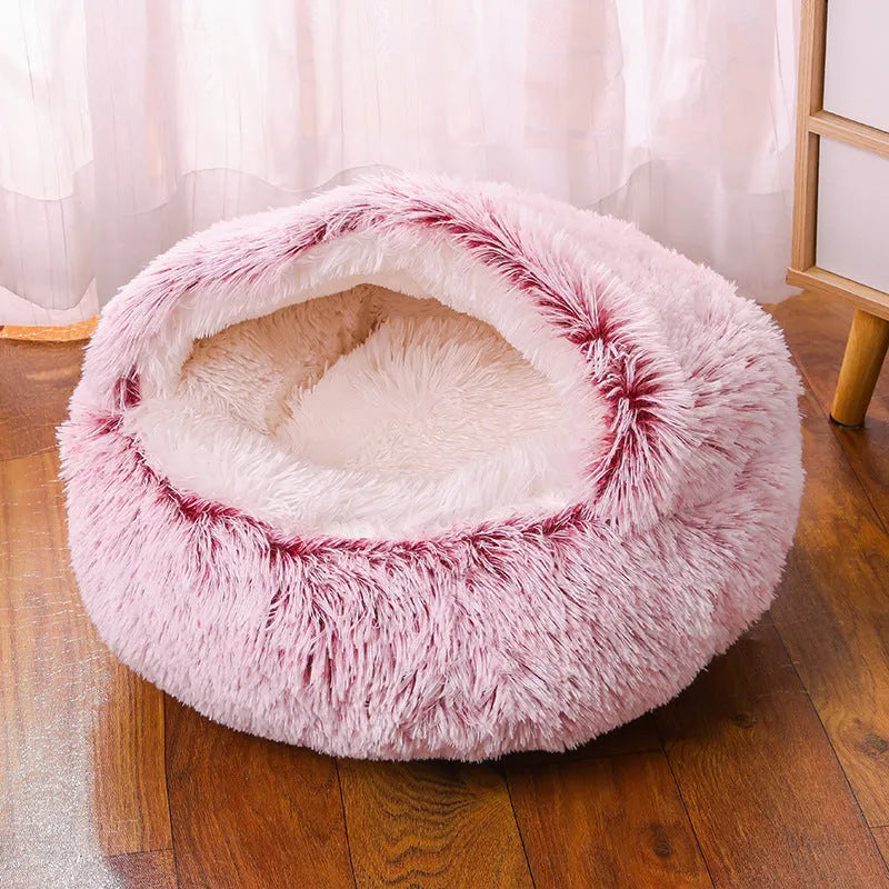 Waterproof cloth dog kennel in a semi-surrounded design shown in a gradient colour.