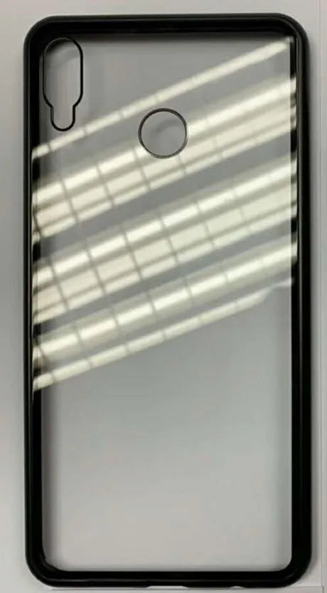 Magnetic Huawei phone case with metal frame and clear tempered glass back