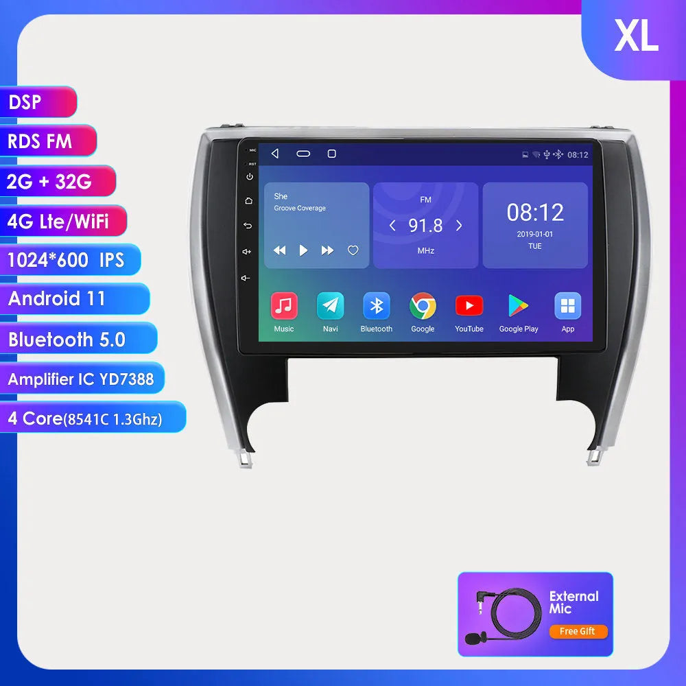 10-inch vehicle-mounted MP5 car navigator for Toyota Camry 2015 dashboard installation