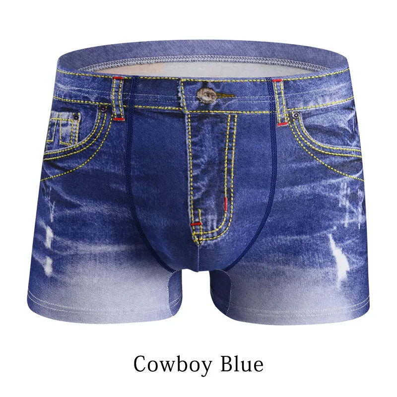 Cotton men's body sculpting boxer briefs in light blue with breathable knit and hip lift design