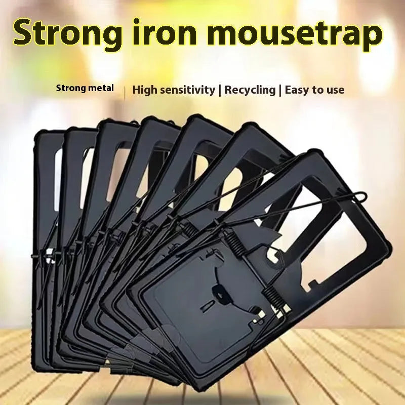 Automatic mouse cage trap showing metal and plastic construction options in small, medium, large sizes