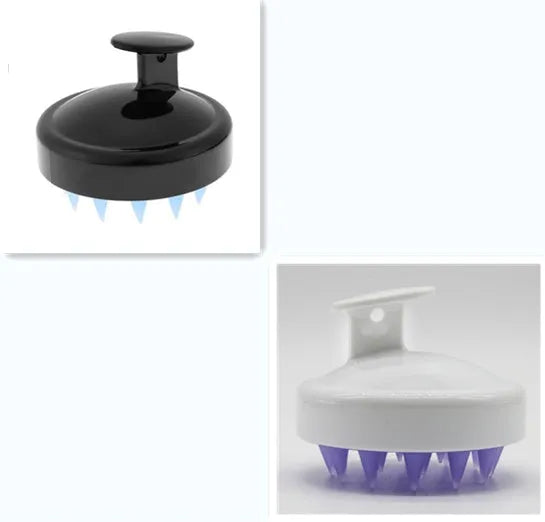 Silicone shampoo brush scalp massage comb 8x8x7cm in black