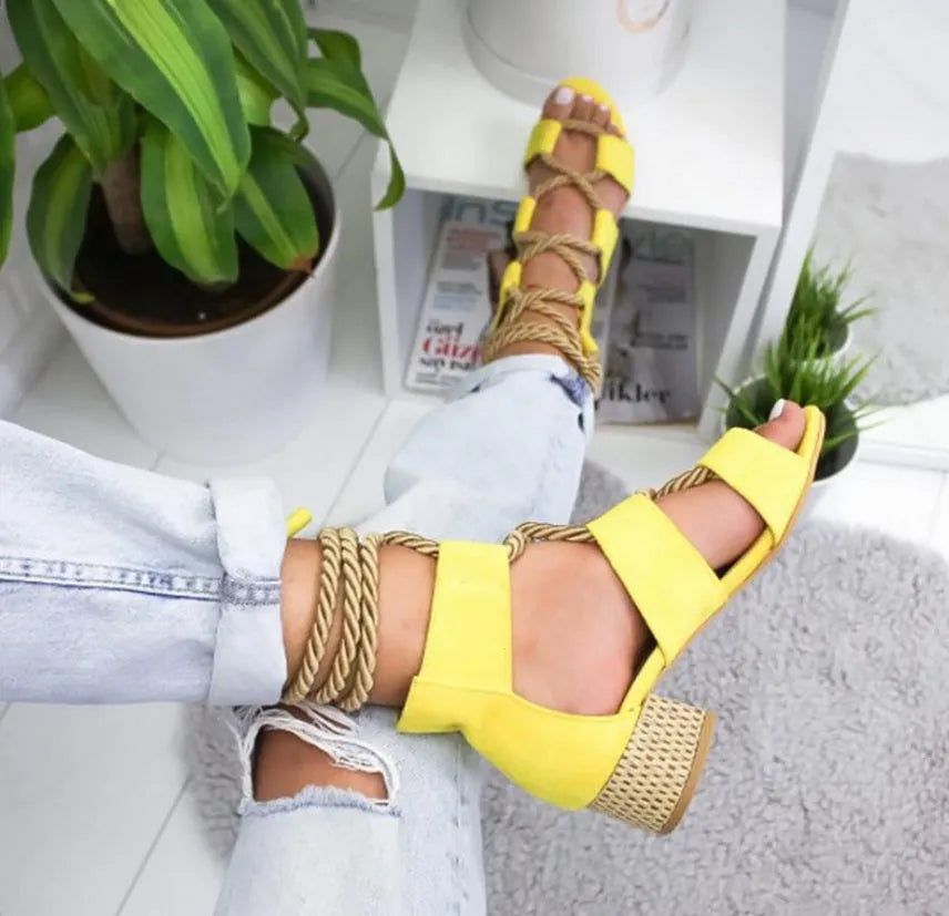 Women's beige suede ankle strap sandals with round toe and 3-5cm thick heel