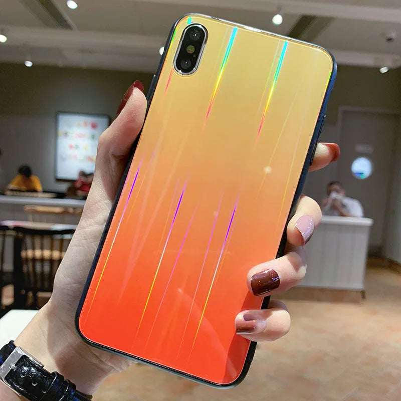 Gradient glass phone case with starry sky design back cover for Huawei models