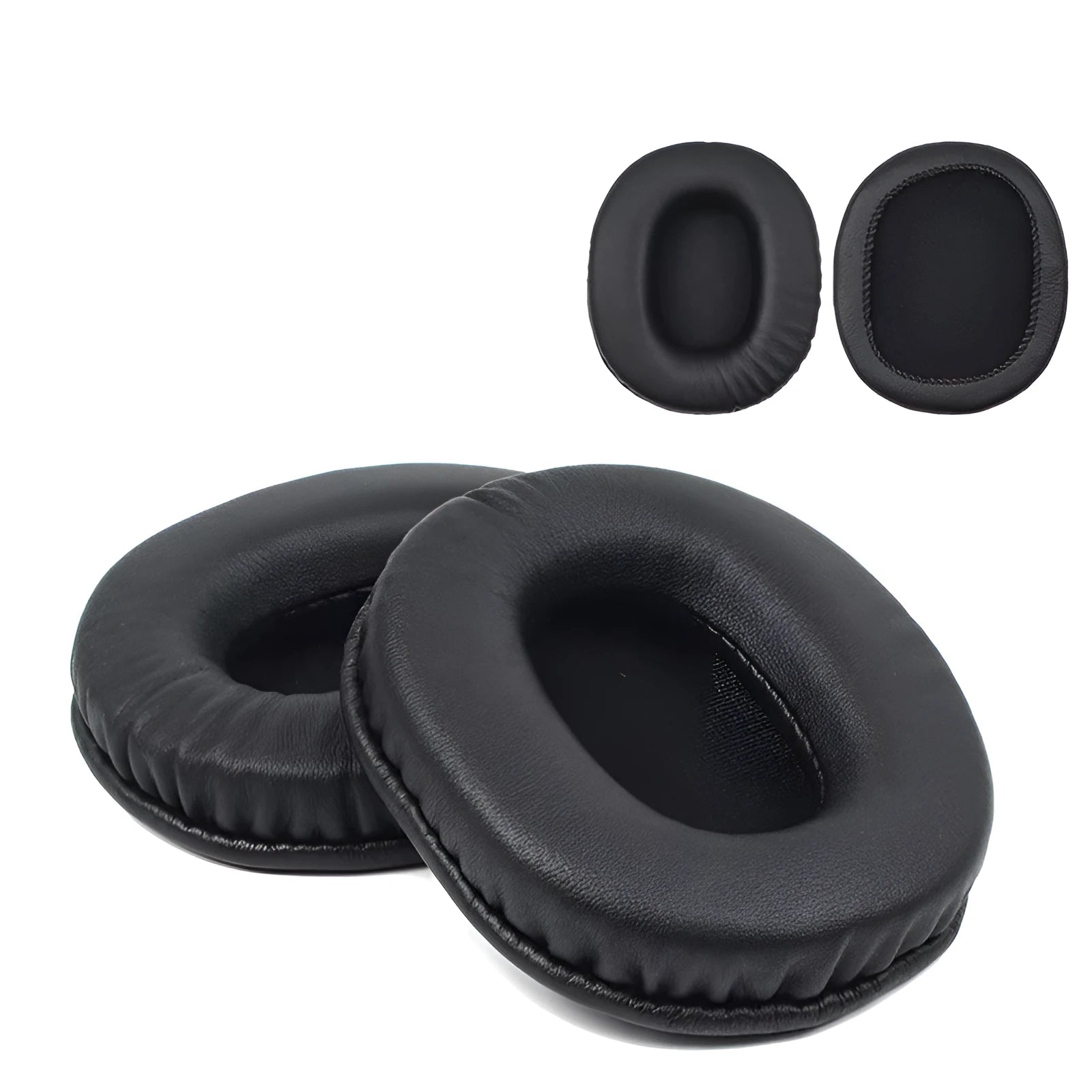 Black PU leather replacement earpads for Sony MDR-1R headphones in two-piece set