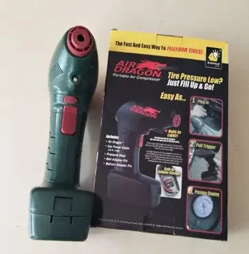 Portable electric car tyre inflator pump with motor components for vehicle tyre maintenance