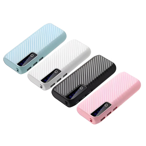 20000mAh mini power bank in black showing USB port and compact 142mm size