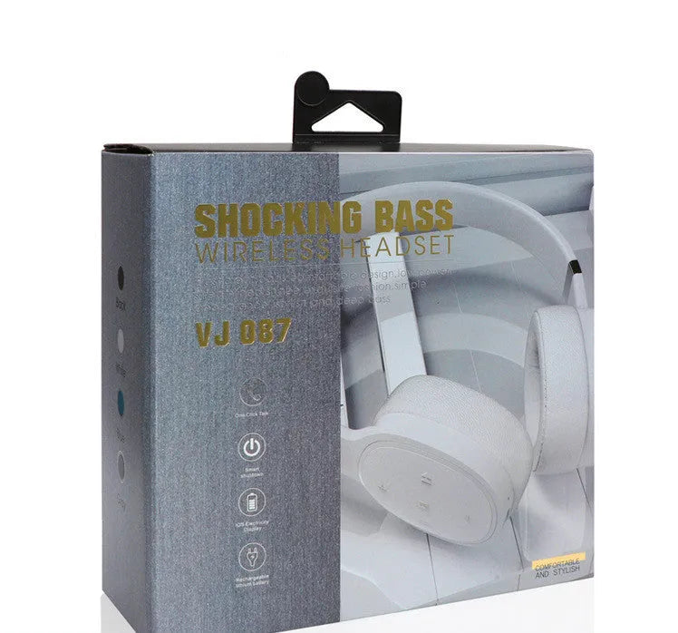 Wireless Bluetooth headset in black, blue, grey, or white with 40mm speakers.