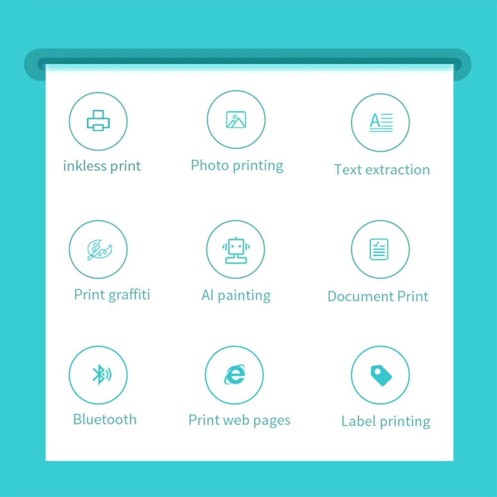 Mini pocket thermal printer for students with USB charging and paper roll