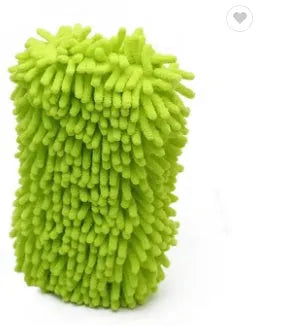 Silver green chenille microfiber car wash sponge measuring 14x25cm
