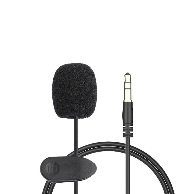 Silver lavalier clip microphone with 3.5mm plug and 1.5m black TPE cable for Apple devices