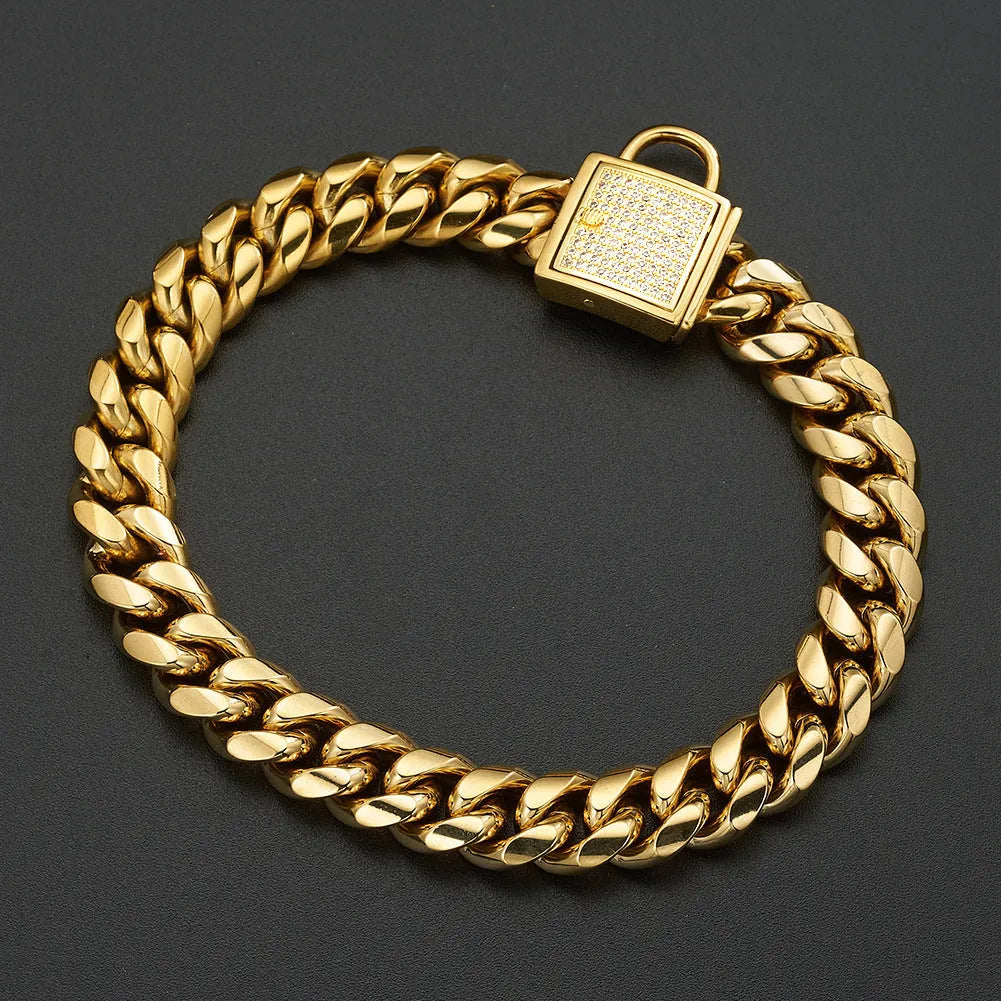 Gold stainless steel encryption chain necklace 30mm width heavy link men jewellery