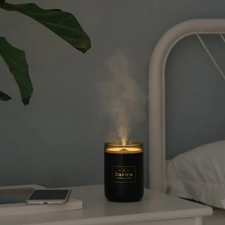 Mini USB mute air humidifier diffuser in fresh green with night light and 260ml tank