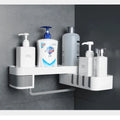 Bathroom corner shelf plastic wall mounted black and white shower storage organiser