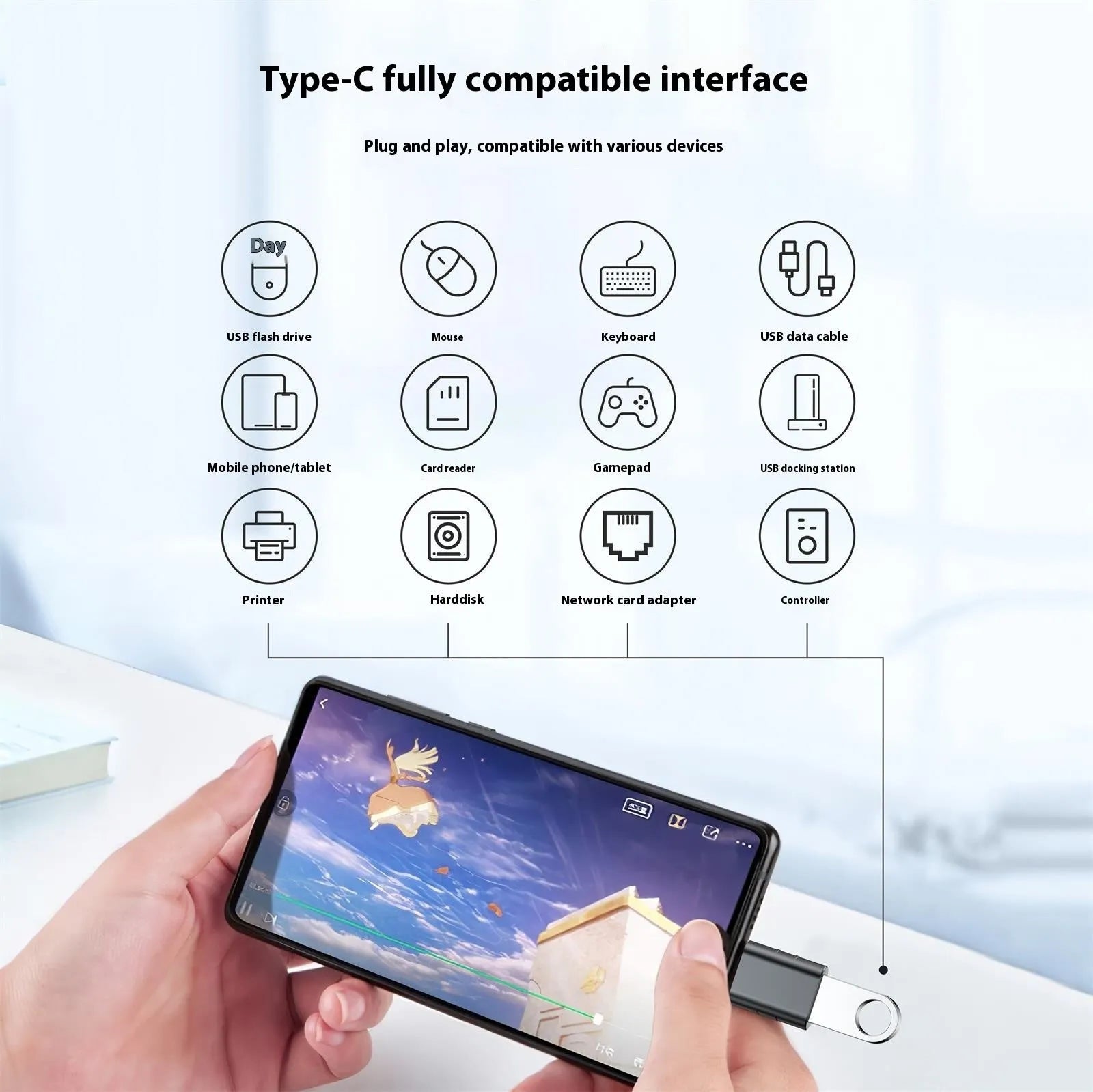 USB-C to USB-A converter adapter with zinc alloy shell in multiple colour options.