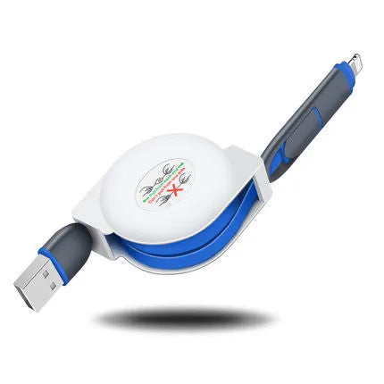 3-in-1 telescopic charging cable extended to 120 cm length with titanium alloy connectors