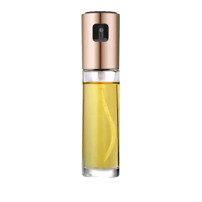 ABS glass oil spray bottle 100ml push pump kitchen sprayer in gold, rose gold and silver