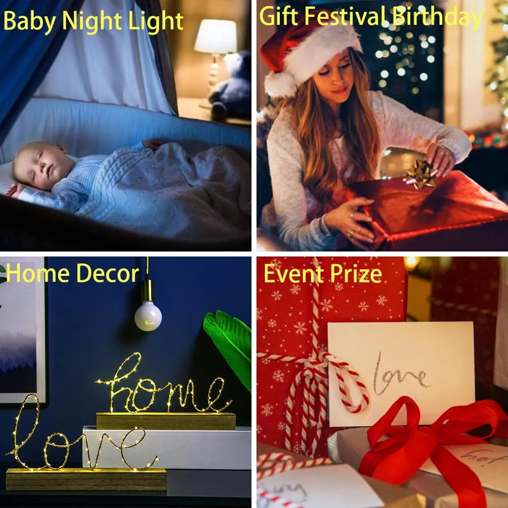 Slim black-based acrylic 3D LED night light showing colour display on wall