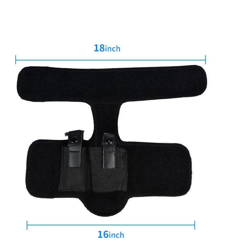 Black neoprene ankle holster for universal pistol concealment, 200g