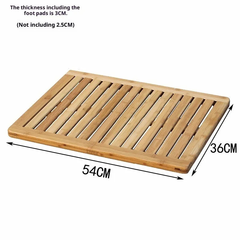 Bamboo bathroom height increasing foot pad non-slip rectangular 54x36x4cm brown right angle solid colour
